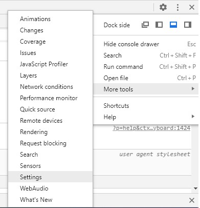 Chrome Geliştirici Araçları Javascript ayarları